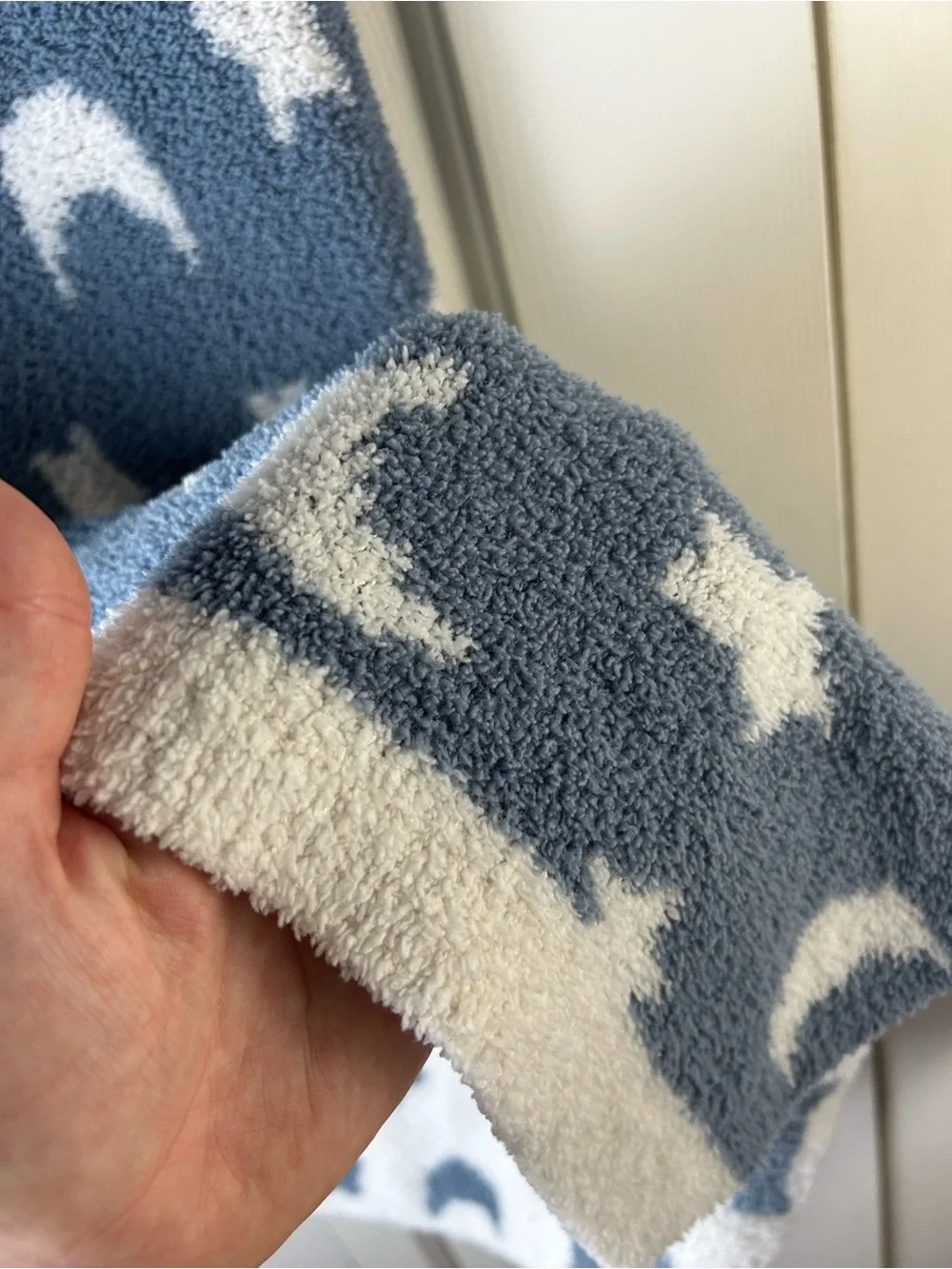 Parent's Choice Blue White Moon & Stars Baby Blanket Chenille Knit Soft